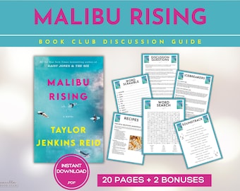 Malibu Rising Book Club Guide Book Club Games Book Discussion Questions Taylor Jenkins Reid Book Club Kit Activity Historical Fiction TJR