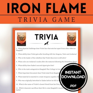 Iron Flame Trivia Game Book Club Games Rebecca Yarros BookTok Bookstagram Fantasy Romance Romantasy Fourth Wing Party Games Empyrean Series
