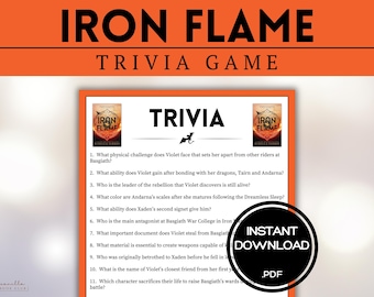 Iron Flame Trivia Game Book Club Games Rebecca Yarros BookTok Bookstagram Fantasy Romance Romantasy Fourth Wing Party Games Empyrean Series