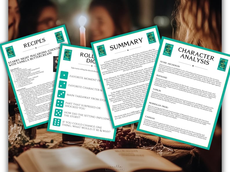 A Court of Mist and Fury Book Club Guide ACOMAF Book Discussion Questions Sarah J Maas ACOTAR Book Club Activities Fantasy Feyre Rhysand