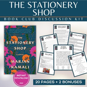 The Stationery Shop Book Club Guide Book Club Games Book Discussion Questions Marjan Kamali Book Club Kit Activities Historical Fiction