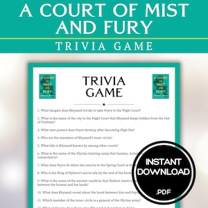 A Court of Mist and Fury Trivia Game Book Club Games Sarah J Maas BookTok Bookstagram Fantasy Romance Romantasy ACOMAF Party Games