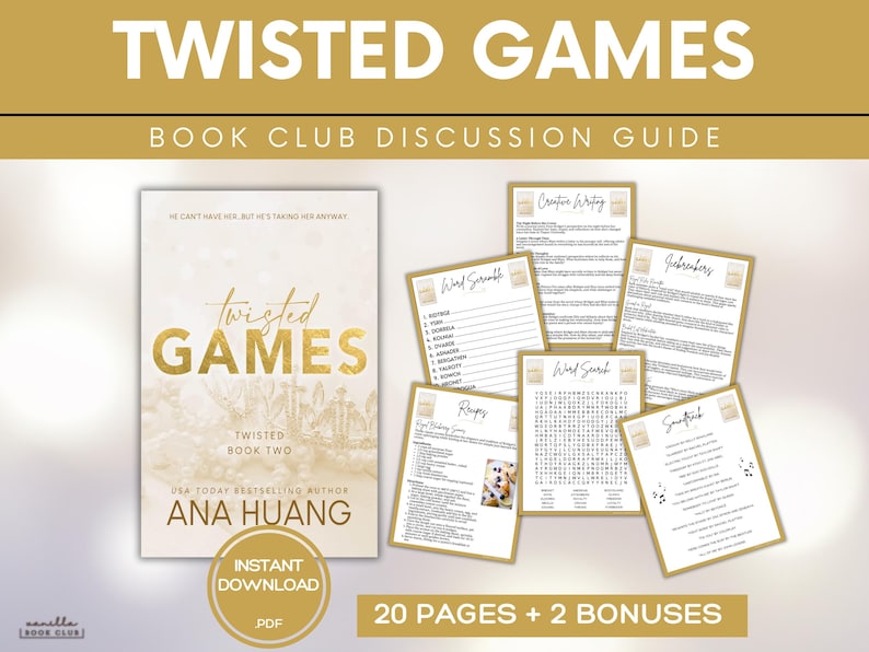 Twisted Games Book Club Guide Book Club Games Book Discussion Questions Ana Huang  BookTok Bookstagram Spicy Romance Novel Reading Group