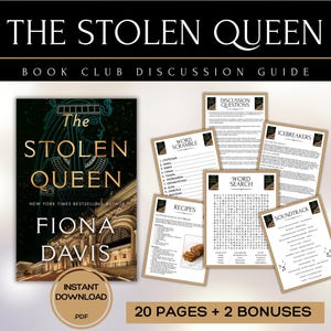 The Stolen Queen Book Club Guide Book Club Games Book Discussion Questions Fiona Davis Book Club Kit Activity Historical Fiction Mystery