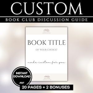 CUSTOM Book Club Discussion Guide & Book Club Games - Pick Your Book! IMPORTANT - Message for Book Availability!