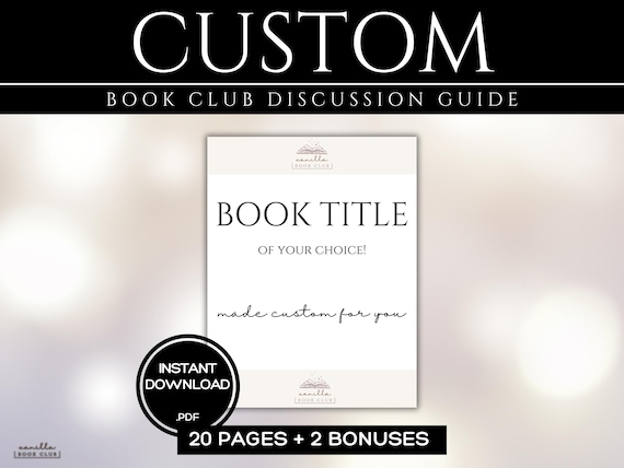CUSTOM Book Club Discussion Guide & Book Club Games - Pick Your Book! IMPORTANT - Message for Book Availability!