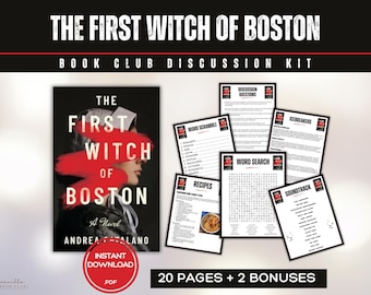 Guía del club de lectura de La primera bruja de Boston Juegos del club de lectura Preguntas para el debate sobre el libro Kit del club de lectura de Andrea Catalano Ficción histórica