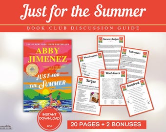 Guide du club de lecture Juste pour l'été Jeux du club de lecture Questions pour la discussion sur le livre Abby Jimenez Kit du club de lecture Activité romantique Fiction Roman