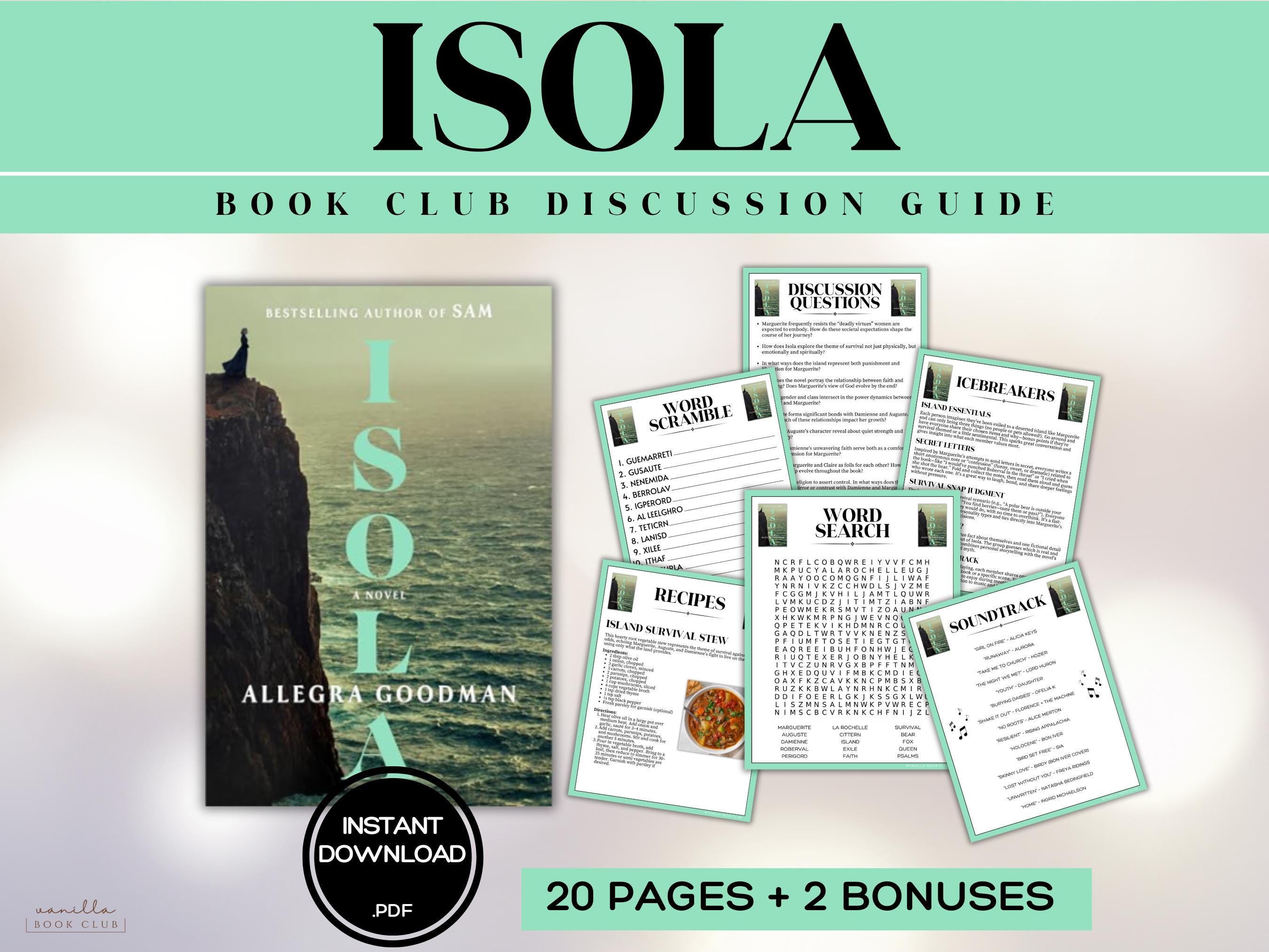 Isola Book Club Guide Book Club Games Book Discussion Questions Allegra Goodman  Book Club Kit BookTok Bookstagram Historical Fiction