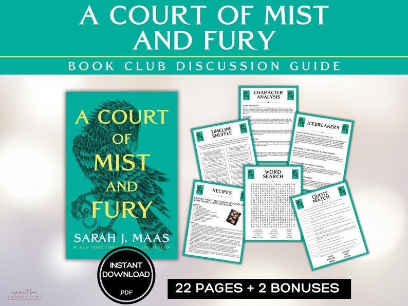 A Court of Mist and Fury Book Club Guide ACOMAF Book Discussion Questions Sarah J Maas ACOTAR Book Club Activities Fantasy Feyre Rhysand