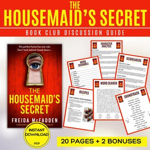 The Housemaid&#39;s Secret Book Club Guide Book Club Games Book Discussion Questions Freida McFadden BookTok Bookstagram Psychological Thriller