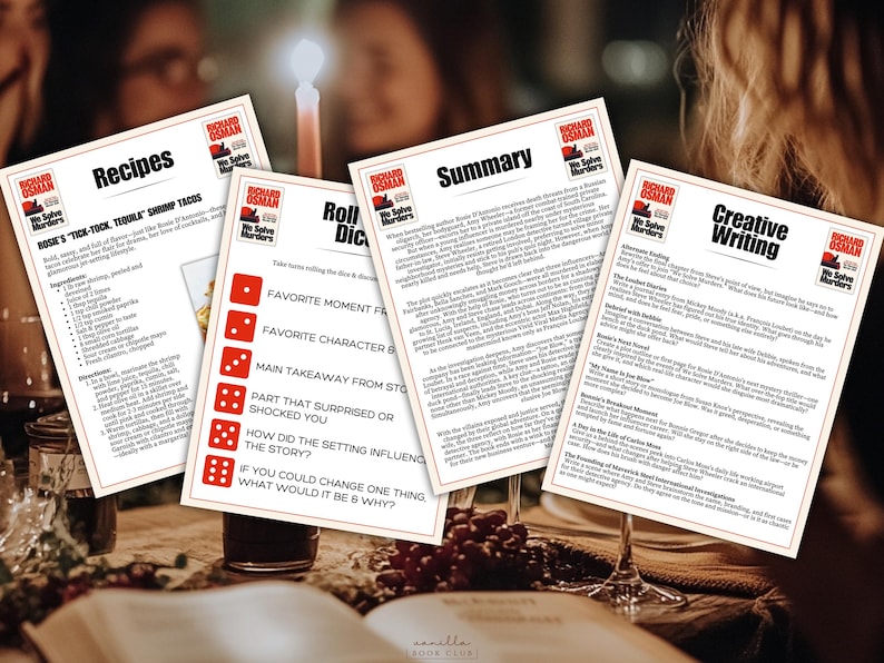 We Solve Murders Club Book Club Guide Book Club Games Book Discussion Questions Richard Osman Book Club Psychological Thriller Mystery