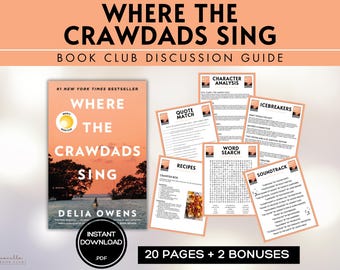 Wo die Crawdads Singen Buchclub-Handbuch Buchclub-Spiele Buchdiskussion Fragen Delia Owens Buchklub Kit Aktivität Lesegruppenspiele