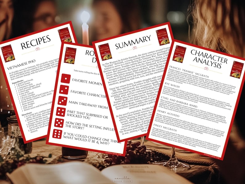 The Women Book Club Guide Book Club Games Book Discussion Questions Kristin Hannah Book Club Kit Reading Activities Historical Fiction Novel