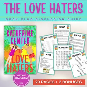 Bokklubbsguide för kärlekshatare Bokklubbsspel Bokdiskussionsfrågor Katherine Center Bokklubbspaket Aktivitet Romantik Skönlitteratur BookTok bild 1