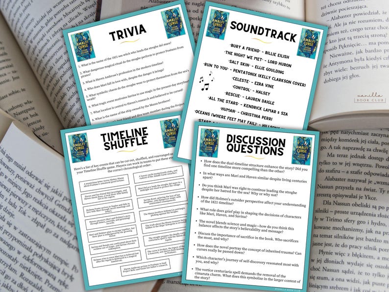 The Amalfi Curse Book Club Guide Book Club Games Discussion Questions ...