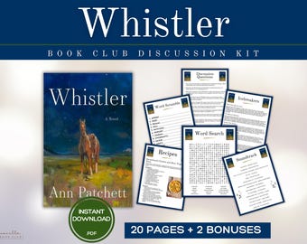 Guide du club de lecture de Whistler Jeux du club de lecture Questions pour discuter du livre Ann Patchett Kit du club de lecture Activité Fiction littéraire BookTok Bookstagram
