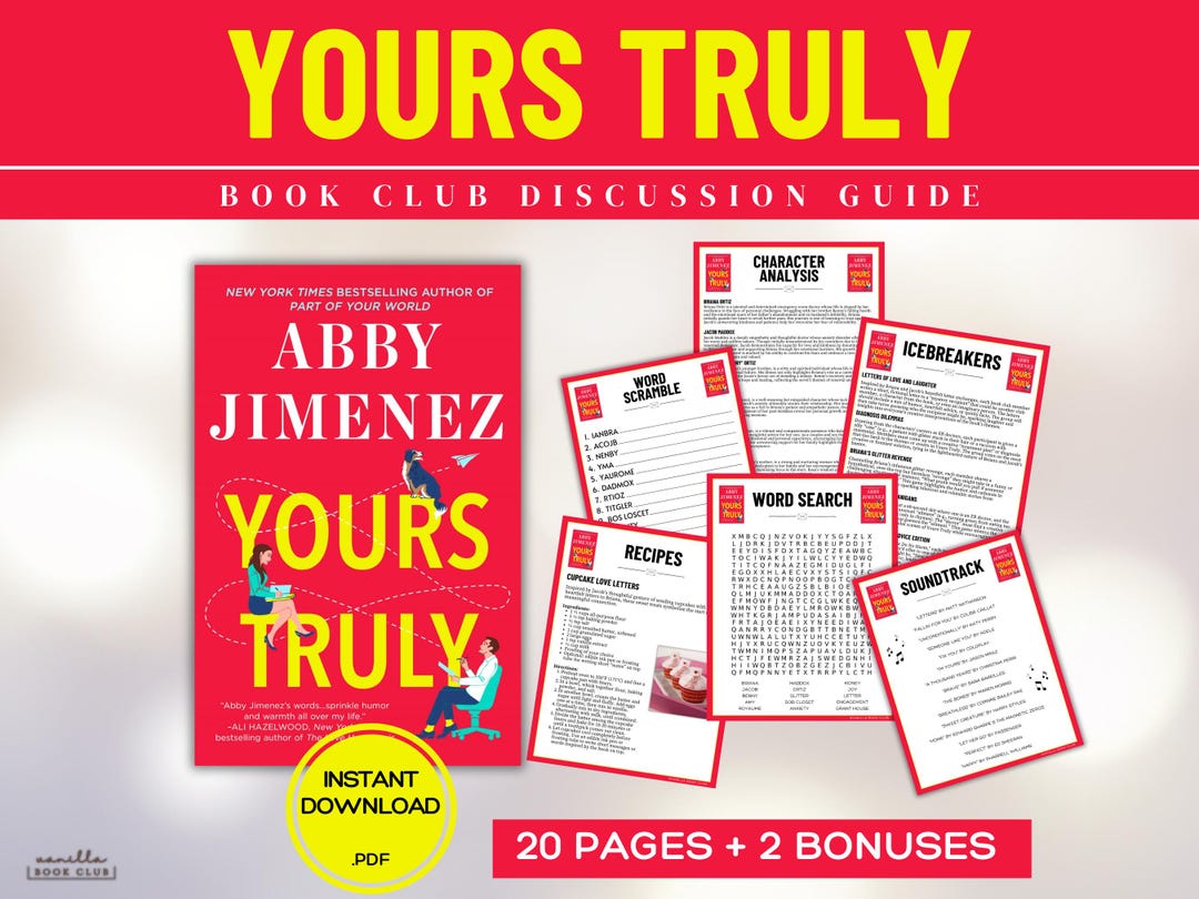 Yours Truly Book Club Guide Book Club Games Book Discussion