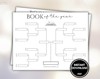 Book of the Year Book Club Games Printable Reading Tracker Book Brackets Journal Page Book Tracker Ice Breaker Games Ladies Night Games