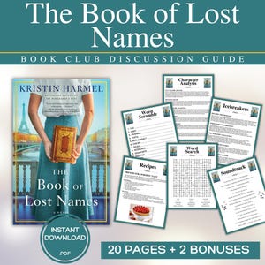 The Book of Lost Names Book Club Guide Book Club Games Book Discussion Questions Kristin Harmel Book Club Kit Activity Historical Fiction