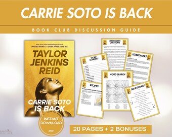 Carrie Soto is Back Book Club Guide Book Club Games Book Discussion Questions Taylor Jenkins Reid Book Club Kit Historical Fiction TJR