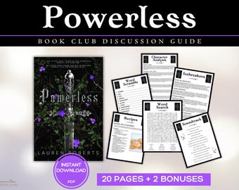 Powerless Book Club Guide Book Club Games Discussion Questions Lauren Roberts  BookTok Bookstagram Fantasy Romance Reading Group Romantasy