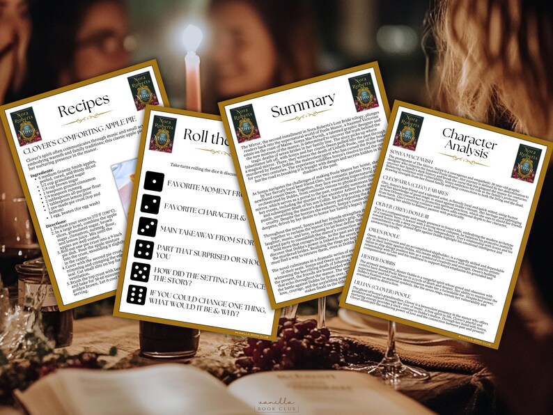 The Mirror Book Club Guide Book Club Games Discussion Questions Nora Roberts BookTok Bookstagram Fantasy Romance Fiction Book Kit Activity