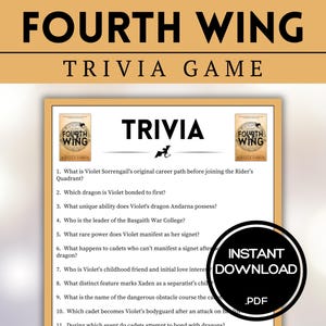 Fourth Wing Trivia Game Book Club Games Rebecca Yarros BookTok Bookstagram Fantasy Romance Romantasy Fourth Wing Party Games Empyrean Series