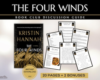 Guía del club de lectura Four Winds Juegos del club de lectura Preguntas para debates sobre libros Kit del club de lectura de Kristin Hannah Actividad Novela de ficción histórica