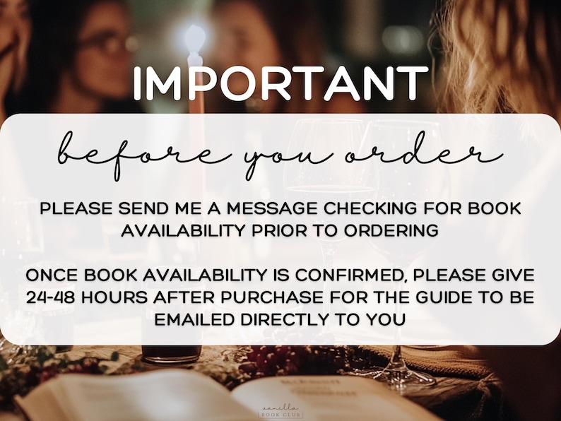 CUSTOM Book Club Discussion Guide & Book Club Games - Pick Your Book! IMPORTANT - Message for Book Availability! image 3