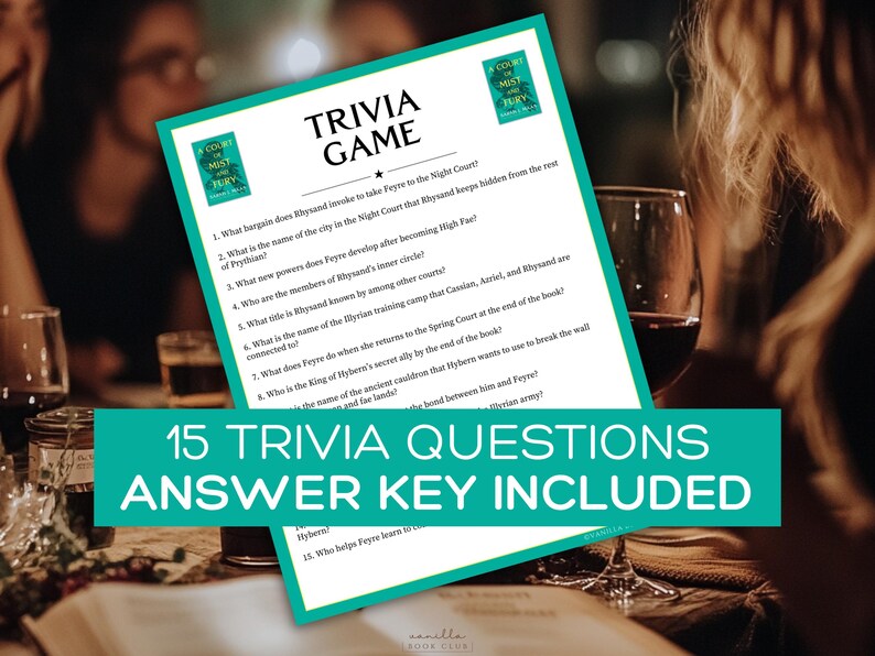 A Court of Mist and Fury Trivia Game Book Club Games Sarah J Maas BookTok Bookstagram Fantasy Romance Romantasy ACOMAF Party Games