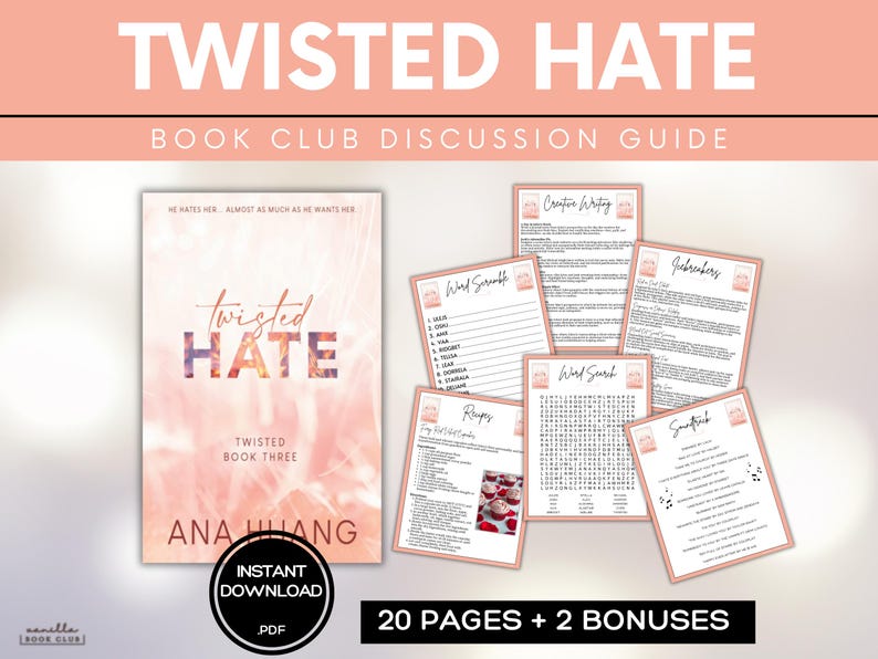 Twisted Hate Book Club Guide Book Club Games Book Discussion Questions Ana Huang  BookTok Bookstagram Spicy Romance Novel Reading Group