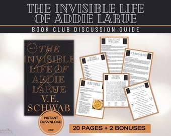 Guida del club del libro "La vita invisibile di Addie LaRue" Giochi del club del libro Domande per la discussione del libro Kit del club del libro di V.E. Schwab Attività Romanzo fantasy