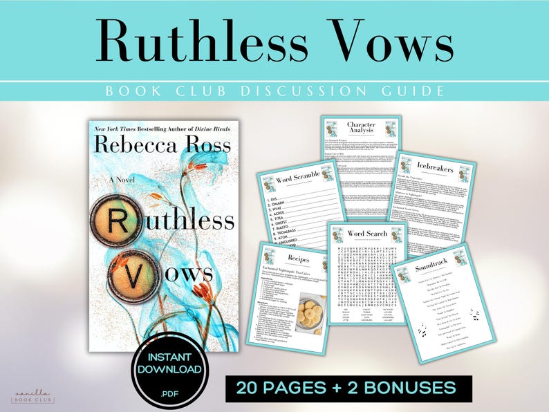 Ruthless Vows Book Club Guide Book Club Games Discussion Questions Rebecca Ross BookTok Bookstagram Fantasy Romance Reading Group Romantasy