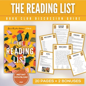 The Reading List Book Club Guide Book Club Games Book Discussion Questions Sarah Nisha Adams Book Club Kit Activity Fiction Romance Novel