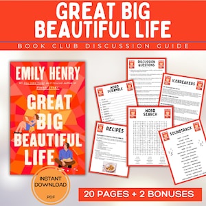 Guida del club del libro "Great Big Beautiful Life" Giochi del club del libro Domande per la discussione del libro Kit per il club del libro di Emily Henry Attività Romanzo rosa BookTok