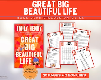 Great Big Beautiful Life Book Club Guide Book Club Games Book Discussion Questions Emily Henry Book Club Kit Activity Romance Novel BookTok
