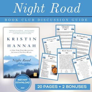 Night Road Book Club Guide Book Club Games Book Discussion Questions Kristin Hannah Book Club Kit Reading Activities Literary Fiction
