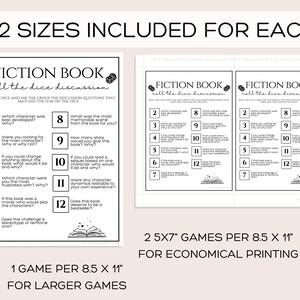 Book Club Games Roll the Dice Fiction Book Discussion Questions Game Book Club Ice Breaker Games Ladies Night Game Girls Night Game Activity