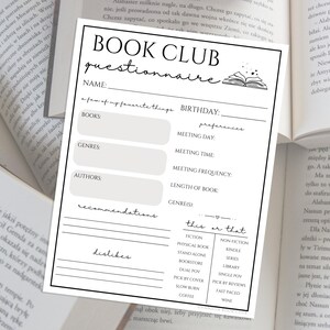 Book Club Games Questionnaire Book Club Ice Breaker Games Ladies Night ...