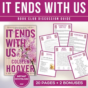 Guida del club del libro "It Ends With Us" Giochi del club del libro Domande per la discussione del libro Kit del club del libro di Colleen Hoover Romanzo rosa Bookstagram BookTok