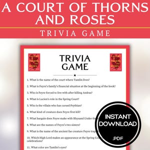A Court of Thorns and Roses Trivia Game Boekenclubgames Sarah J Maas BookTok Bookstagram Fantasy Romantiek Romantiek ACOTAR Partygames