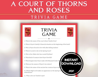 A Court of Thorns and Roses Trivia Game Book Club Games Sarah J Maas BookTok Bookstagram Fantasy Romance Romantasy ACOTAR Party Games