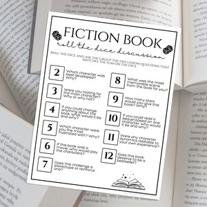 Book Club Games Roll the Dice Fiction Book Discussion Questions Game Book Club Ice Breaker Games Ladies Night Game Girls Night Game Activity