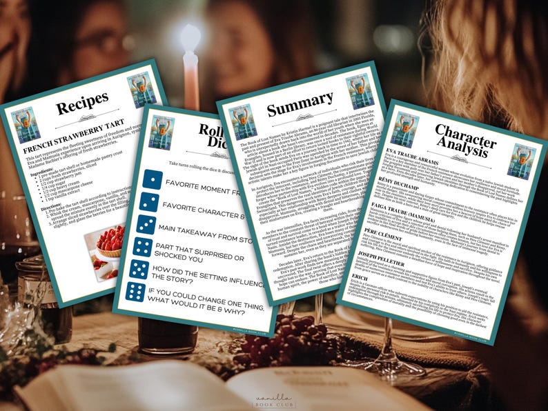 The Book of Lost Names Book Club Guide Book Club Games Book Discussion Questions Kristin Harmel Book Club Kit Activity Historical Fiction