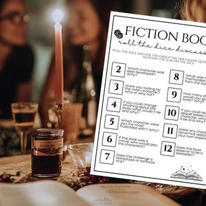 Book Club Games Roll the Dice Fiction Book Discussion Questions Game Book Club Ice Breaker Games Ladies Night Game Girls Night Game Activity