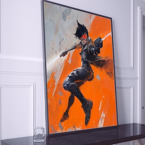 Overwatch Tracer Print / Póster digital - Descarga instantánea / Gamer Wallart Decor / Regalo único para jugadores / Arte imprimible de alta resolución