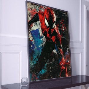 Cyfrowy wydruk Spider-Mana | Sztuka ścienna Marvela | Natychmiastowe pobranie | Plakat superbohatera | Prezent dla gracza | Sztuka do druku | Wystrój domu | Peter Parker