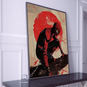 Cyfrowy wydruk Spider-Mana | Sztuka ścienna Marvela | Natychmiastowe pobranie | Plakat superbohatera | Prezent dla gracza | Sztuka do druku | Wystrój domu | Peter Parker