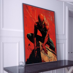 Cyfrowy wydruk Spider-Mana | Sztuka ścienna Marvela | Natychmiastowe pobranie | Plakat superbohatera | Prezent dla gracza | Sztuka do druku | Wystrój domu | Peter Parker